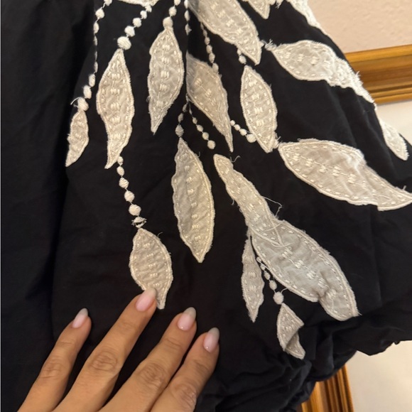 Anthropologie Black Embroidered Boho Tunic Dress Linen Blend Size L - Picture 3 of 5